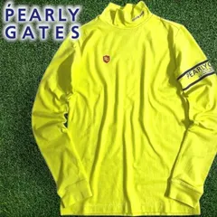 パーリーゲイツ ゴルフ 日本製 コットン混 ベア天竺 ワンポイントロゴ 無地 ストレッチ モックネック 長袖 インナーシャツ カットソー ゴルフウェア レディース 055-2266902 定価1.3万 ライムイエロー 00 ▲015▼50909w13