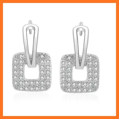 【新品】 KRUCKEL 揺れる ピアス レディース ジルコニア リング スクエア 上品 ジュエリー スタッドピアス 金属アレルギー対応 ブランド e Olympic Games earrings made with Zirconia ? 1