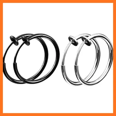 【新品】 GOKEI イヤーカフ フェイクピアス メンズ レディース チタン 316Lサージカル 金属アレルギー対応 ノンホールピアス フープ リング イヤリング ピアス風 2色4点セット 18MM 1