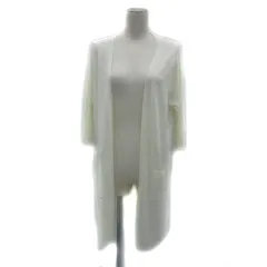 スタディオクリップ Studio Clip ニットカーディガン ロング丈 前開き 八分袖 無地 F オフホワイト /YS10