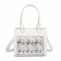 【在庫処分】[ハルジオ] 痛バッグ 小さめ 痛バ ショルダー トート ミニ ハンドバッグ ショルダーバッグ トートバッグ 2WAY 痛バック 推し活バッグ レザー調 黒 白 ブラウン ピンク 水色 いたばっく いたば かわいい おしゃれ 人気 プレゼント