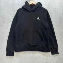 adidas ESSENTIALS PLUS アディダスエッセンシャルズプラス パーカー ルーズフィット ロゴ プルオーバー ブラック Lサイズ ◎、◇〇☆