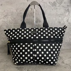 美品　A4可　kate spade new york　ケイトスペード　トートバッグ　肩がけ　大容量　水玉　ナイロン　黒　白