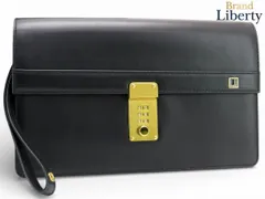 【超美品】ダンヒル dunhill オックスフォード ダイヤルロック式 セカンドバッグ クラッチバッグ ハンドバッグ ポーチ ブラック レザー LG9290A