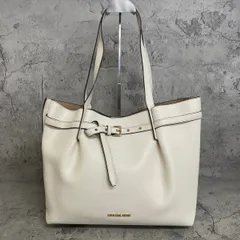 美品　A4収納可　MICHAEL KORS　マイケルコース　トートバッグ　肩がけ　ベルト　通勤　レザー　白系
