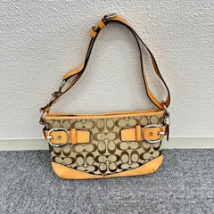 新品　2WAY COACH(コーチ) シグネチャー ロングショルダーバッグ 斜め掛け F19683 ベージュ キャンバス×レザー