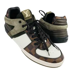 美品★LOUIS VUITTON★ルイヴィトン・メンズ レザー切替 ダミエグラフィット エンボス加工LV ローカット スニーカー (6/25㎝相当) イタリア製 メンズスニーカー カジュアル ブランドシューズ 春靴
