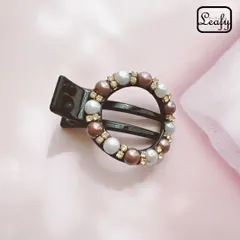 フェイクパール ヘアクリップ バレッタ リング型 丸型 パール ラインストーン キラキラ ゴールド レトロ 上品 レディース ヘアアクセサリー 普段使い お出かけ デート パーティー プレゼント ギフト 送料無料 即購入OK