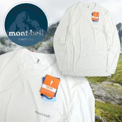 mont-bell モンベル ice fil ストレッチ ボーダー クルーネック 長袖 Tシャツ カットソー インナー T16B-381 登山 トレッキング ホワイト ▲019▼00730k24