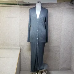 DAMA collection ロングカーディガン リブニット 前ボタンデザイン グレー系 表記サイズ：LL　未使用品　　y7279e