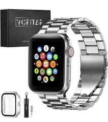 ★[YOFITAR] for Apple Watch バンド 保護ケース付き ステンレス製 Apple Watch Ultra 3/Ultra 2/Ultra/11/10/9/8/7/SE3/SE2/6/SE/5/4/3/2/1対応 （41mm，シルバー）