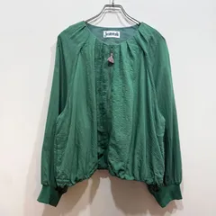 Jocomomola ホコモモラ ノーカラージャケット ブルゾン グリーン ストライプ タックデザイン 40【送料込み】のサムネイル