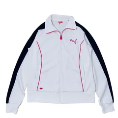 PUMA プーマ ジャージ トラックジャケット M ホワイト ピンク ロゴ スポーツウェア