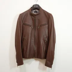 PS paul smith (S) 本革 レザーシングルライダース メンズアウター 茶 ポールスミス 羊革 PP-MN-63937 K2-146
