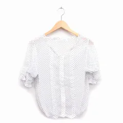 アズノウアズ ピンキー AS KNOW AS PINKY シャツ ブラウス フリルカラー Vネック フリルスリーブ 五分袖 シースルー ドット 柄 タック ホワイト 白 /HT20