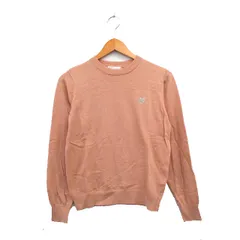 アースミュージック&エコロジー EARTH MUSIC & ECOLOGY ニット セーター 長袖 刺繍 ワンポイント M ピンクベージュ /KT36