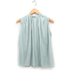 ナノユニバース nano universe ギャザー ブラウス ノースリーブ バンドカラー 無地 S ライトグリーン 薄緑 /FT14
