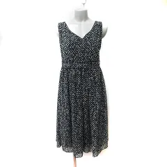 アンタイトル UNTITLED ワンピース ひざ丈 シフォン ドット ノースリーブ 2 M 黒 ブラック /YI