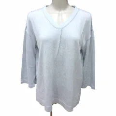 アンタイトル UNTITLED ニット カットソー Vネック 長袖 4 XL 水色 ライトブルー /YK