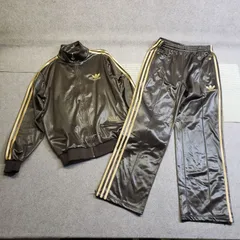 adidas CHILE62 トラックジャケット トラックパンツ セットアップ 3ライン ロゴ刺繍 ブラウン×ゴールド系 表記サイズ：XL　y7280e