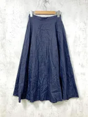 SLOBE IENA スローブイエナ 麻100% リネン ロング フレア スカート size36/濃紺 ■■ レディース