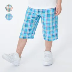 moujonjon サッカーチェック6分丈ハーフパンツ　m37103