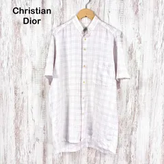 90s Christian Dior ヴィンテージ クリスチャンディオール チェック リネン 麻 100% 半袖 シャツ ホワイト メンズ トップス