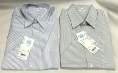 新品タグ付き◇UNIQLO　ユニクロ　ドライイージーケア スリムフィット ストライプシャツ　メンズ　半袖　Sサイズ　2枚セット