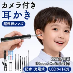 耳かき カメラ付き LEDライト イヤースコープ 耳掃除 耳垢クリーナー みみかき スマホ対応 iPhone Android 防水 USB充電式 子供 大人 耳ケア WES-P15-BK