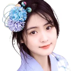 【人気商品】水引き 髪留め ヘアアクセサリー 振袖 飾り 飾り 髪 5カラー 髪 結婚式 卒業式 和装 (ブルー) 着物 袴 七五三 花 1枚 成人式 浴衣 髪飾り OTAKUMARKET