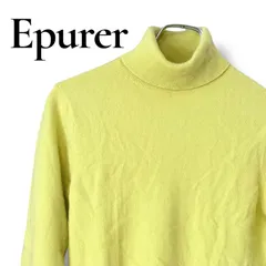 Epurer カシミヤ100% タートルネックニット レディースM イエロー 黄色 長袖 セーター 上質 高級素材 暖かい 秋 冬 差し色 ハイネック トップス 0001160OC