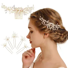 【数量限定】6点セット バレッタ ヘアバレッタ 手作り ヘアアクセサリー 模造パール フラワー コーム Uピン ヘアピン 髪飾り ヘア飾り 花嫁 結婚式 ウェディング 成人式 披露宴 ヘッドドレス パーティー 卒業式 入学式 和装 結婚式贈り物として適していま