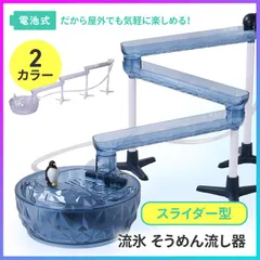 【選べる】 流しそうめん機 2～4人用 流しそうめん そうめん 卓上 コード要らず どこでも 電池式 流しそうめん器 スライダー型 回転型 薬味置き場 マスコット付 しろくま ペンギン 手軽 楽しい 家族で 夏 涼しい パール金属 【◎】/流氷そうめん流し器のサムネイル