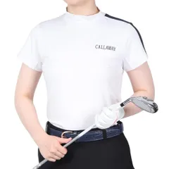 新品 [キャロウェイ] レディース 半袖 モックネックシャツ (ショルダーライン・ストレッチ性・UVカット) / ゴルフ インナー / C23134201 1030_ホワイト M