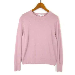 ユニクロ UNIQLO メリノ クルーネック セーター ニット ウール 長袖 M ピンク