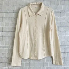 GU　ジーユー　アイボリー　リブ編み　長袖シャツ　XLサイズ　レディース　ゆったり