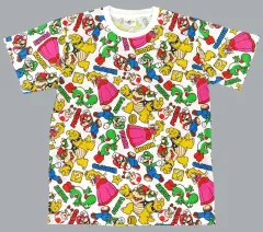 【中古】Tシャツ マリオ＆ルイージ＆ピーチ姫＆クッパ＆ヨッシー(総柄) Tシャツ ホワイト Mサイズ 「スーパーマリオ」 ユニバーサル・スタジオ・ジャパン スーパーニンテンドーワールド限定