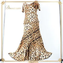 社交ダンス 衣装 スタンダード 上下セット ツーピース レッスンウェア パーティ衣装 Leirena レイリーナ ヒョウ柄 レース ラインストーン 黒 ブラック系 セクシー 伸縮性 おしゃれ ダンス衣装 レディース 華やか カジュアル スタイリッシュ