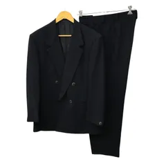 GIANNI VERSACE ヴェルサーチ ジャケット/パンツ スーツ上下セット メンズ 春秋 ダブルブレスト 4釦 4つボタン 無地 ツータック ブラック 52サイズ 中古 T1