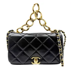 【中古】CHANEL シャネル ミニマトラッセ チェーンショルダー ラムスキン ブラック ゴールド金具 ココマーク 2WAY ハンドバッグ 黒 レザー ICチップ レディース 【ブランドギャラリー東心斎橋店】