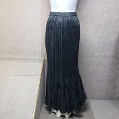 SPECHIO PLEATS プリーツロングスカート ウエストゴム フレアデザイン ブラック系 表記サイズ：40　y7281e