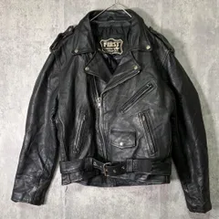 FIRST 本革 レザー ダブル ライダース ジャケット ベルト付き 黒 2026年最新】leather genuine firstの人気アイテム - メルカリ