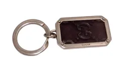 グッチ キーホルダー キーリング GG レザー メタル ダークブラウン　シルバー メンズ レディース GUCCI 