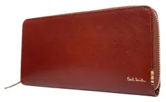 未使用 ポールスミス ラウンドファスナー 長財布 PSQ098 ブラウン　茶色 マルチストライプ レザー ジップアラウンド ジッピー 財布 Paul Smith メンズ　レディース 