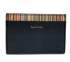 未使用 ポールスミス カードケース パスケース 名刺入れ 定期入れ レザー 牛革 ロゴ カーフスキン　ブラック 黒  メンズ レディース 4768 AMULTI　紳士用 Paul Smith 