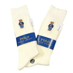 未使用 ラルフローレン ソックス メンズ 27-29ｃｍ ベア 靴下 2足セット アイボリー ホワイト 白 ナイガイ 紳士用 POLO RALPH LAUREN ポロベア 