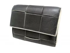 ボッテガヴェネタ 財布 マキシイントレチャート カセット 三つ折り 651372 小銭入れ付き レザー ブラック系 ホワイト バイカラー コンパクトウォレット IC反応あり BOTTEGA VENETA