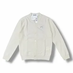 参考上代32450円 未使用 PLAY COMME des GARCONS AD2025/5 V-Neck Cardigan With White Emblem カーディガン ニット セーター プレイコムデギャルソン AX-N066-051 アイボリー L