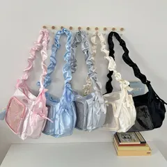 ショルダーバッグ トートバッグ レディース キャンパス 可愛い 痛バッグ プリーツ リボン 大容量