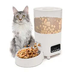 D★CozyMoew 自動給餌器 猫 中小型犬用 3L ステンレス製ボウル 2WAY給電 手動給餌 内蔵式防湿ユニット ?タイマー式 自動餌やり機 定時定量 1日6食 水洗い可能 給餌器 犬 ペット 猫 餌入れ 操作簡単 お手入れ簡単 PSE 76f2047b
